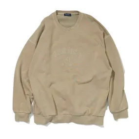 Nautica Japan Pigment Dyed Felt Logo Sweat Crew Beige