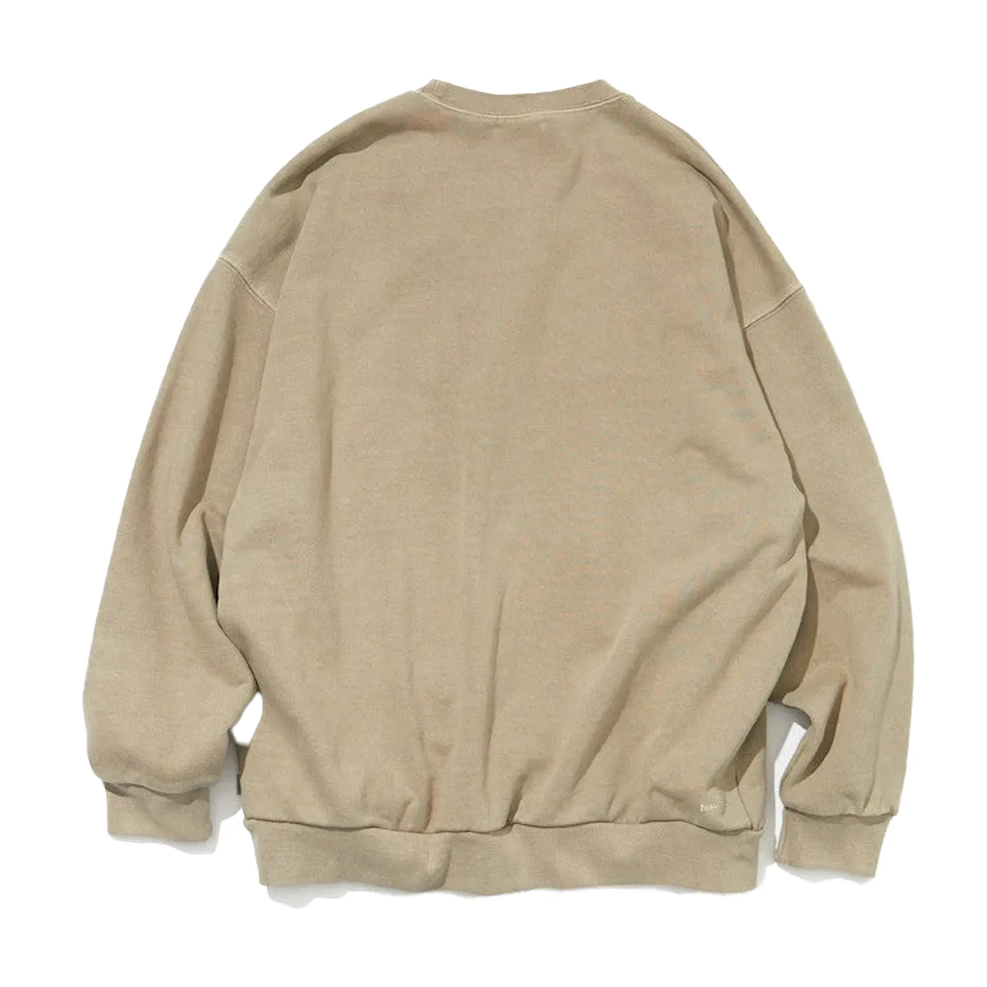 Nautica Japan Pigment Dyed Felt Logo Sweat Crew Beige