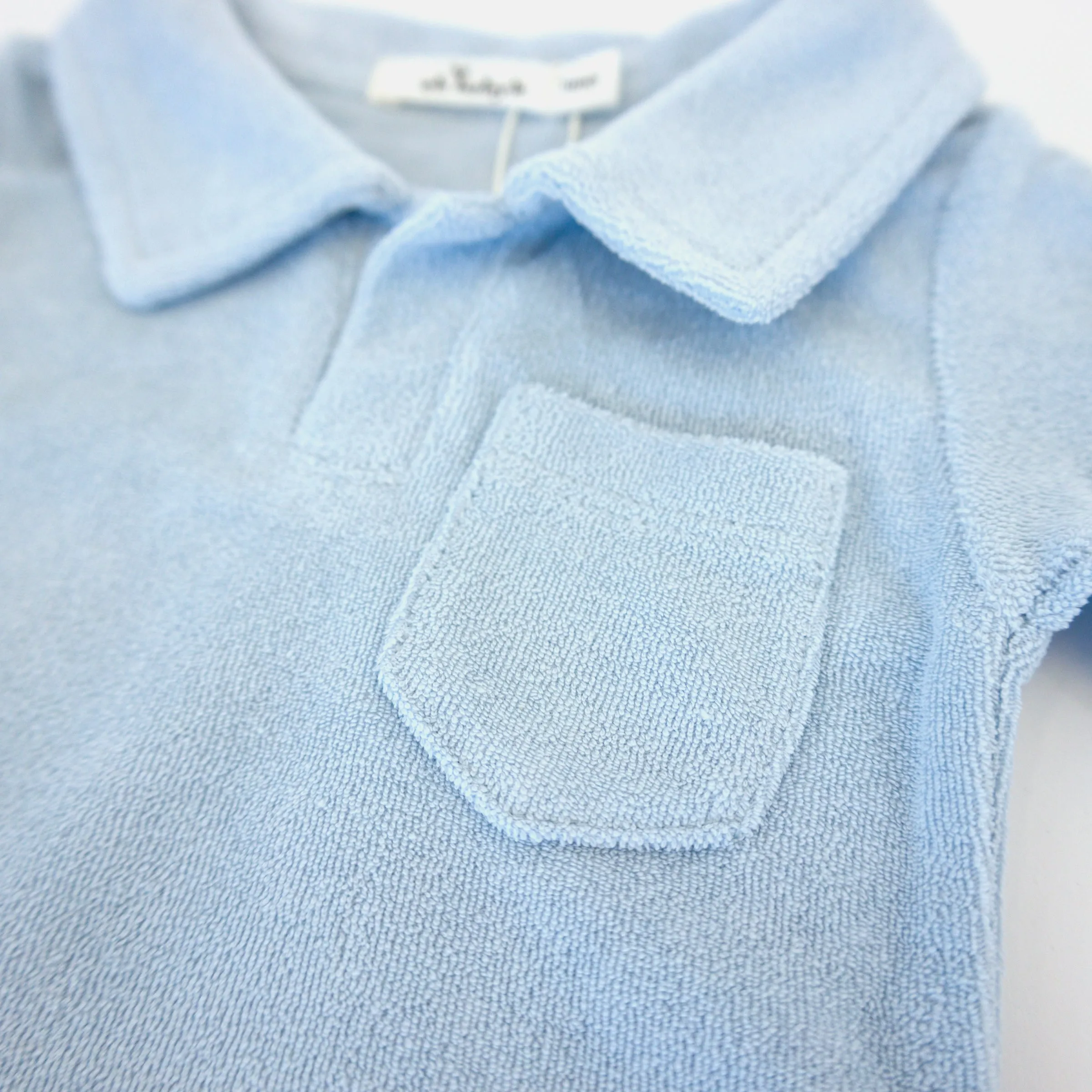 oh baby! Cotton Terry Baby Polo Shirt - Sky Blue