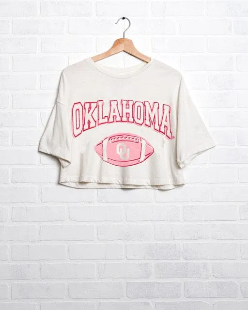 OU Wonka Football Off White Cropped Tee