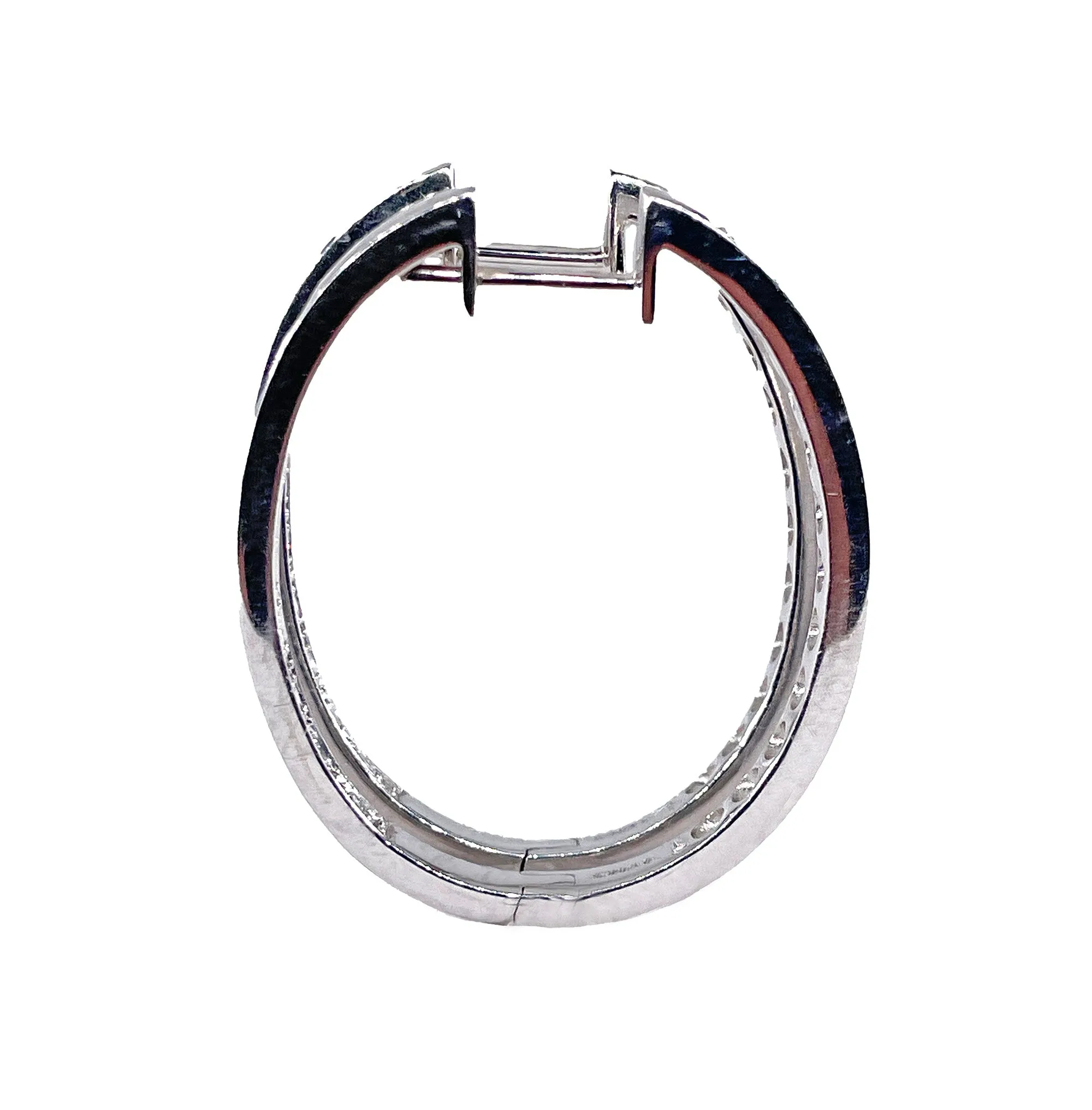 Oval Sonia B. Bitton 1.1ctw Diamond Inside Out 14k White Gold Hoop Estate Earrings