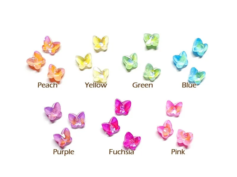 Pastel Luminous Butterfly 3D Back Crystal - 5 pcs