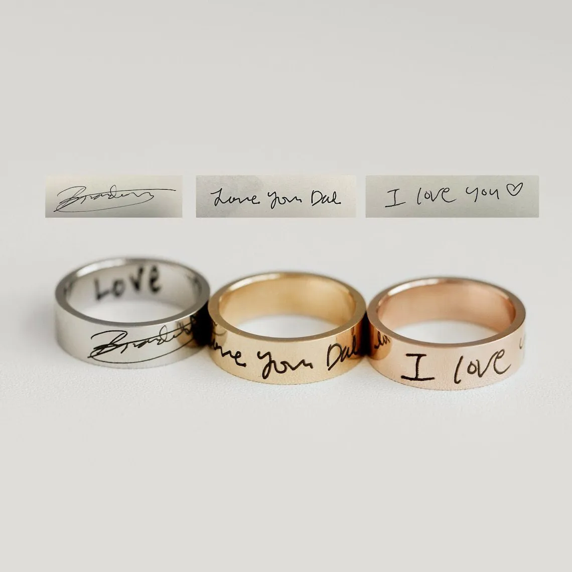 Personalized Gift Engraved Band Ring Custom Handwriting Actual Signature Ring