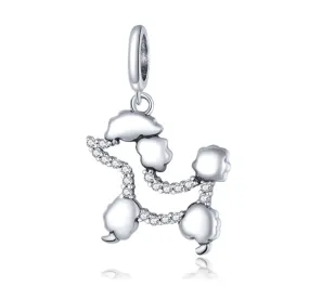 Pet Poodle Crystal Dangle Charm 925 Sterling Silver