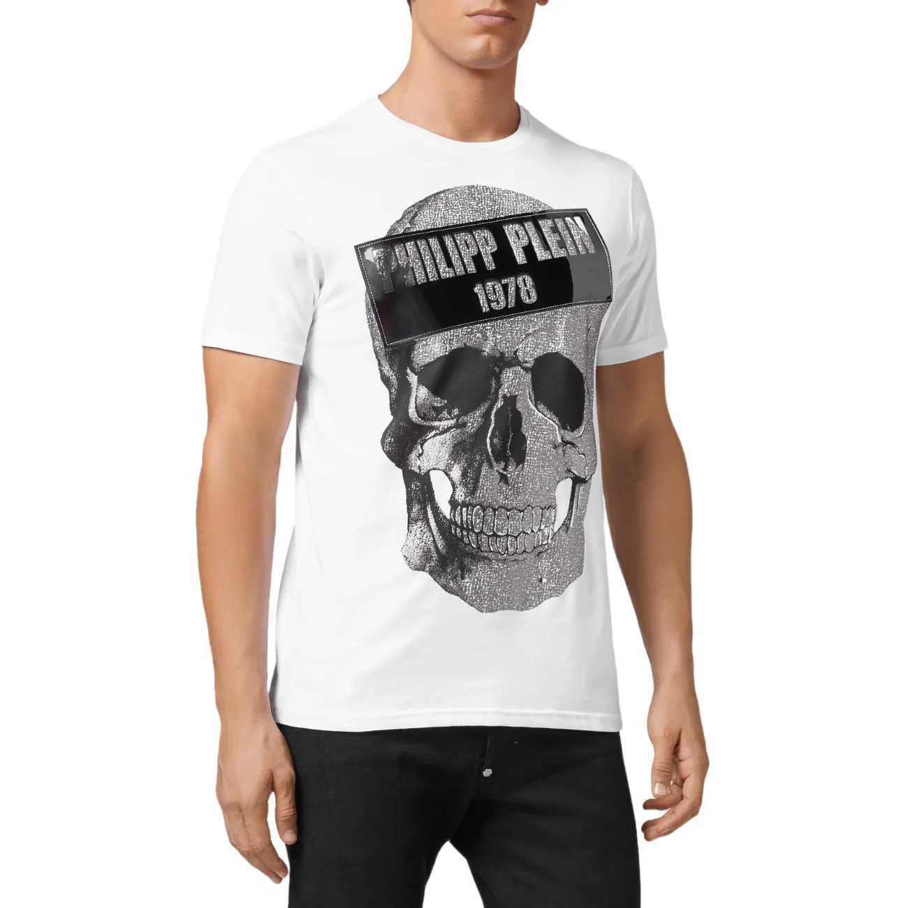 Philipp Plein Platinum Cut Round Neck Skull Men's T-Shirt