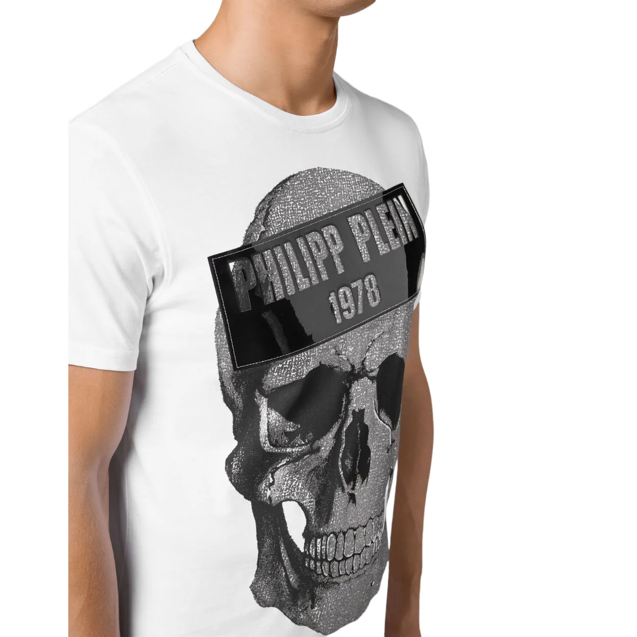 Philipp Plein Platinum Cut Round Neck Skull Men's T-Shirt