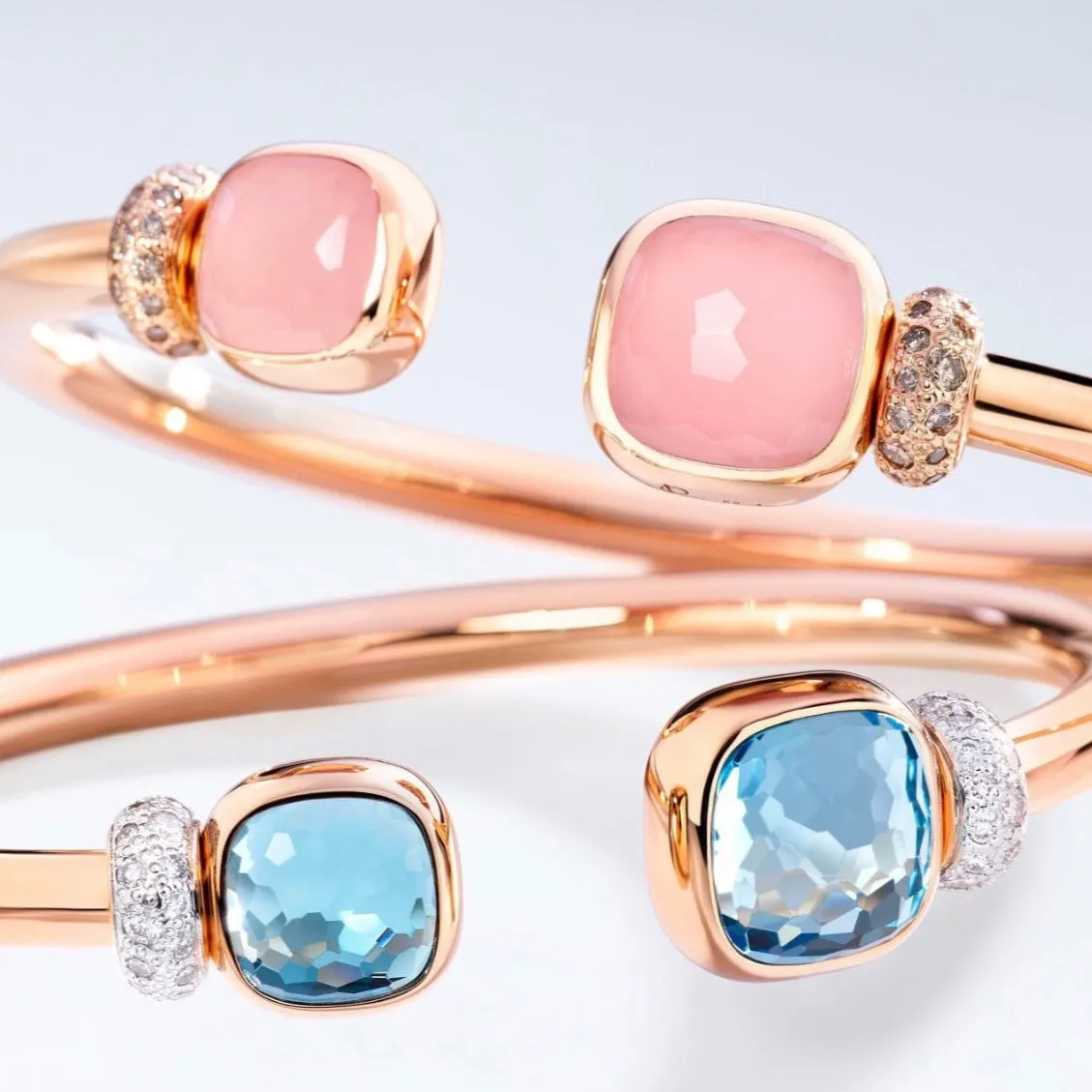 Pomellato - Nudo - Bracelet, 18k Rose Gold with Sky Blue Topaz and Diamonds