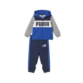 Puma children's tracksuit with hood in brushed cotton 682116 17 blue-white-grey