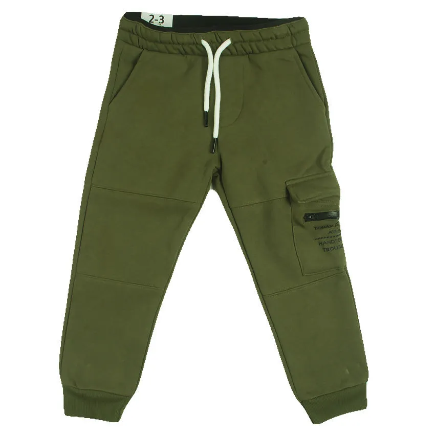 REDTAG Boy's Dark Green Active Pants