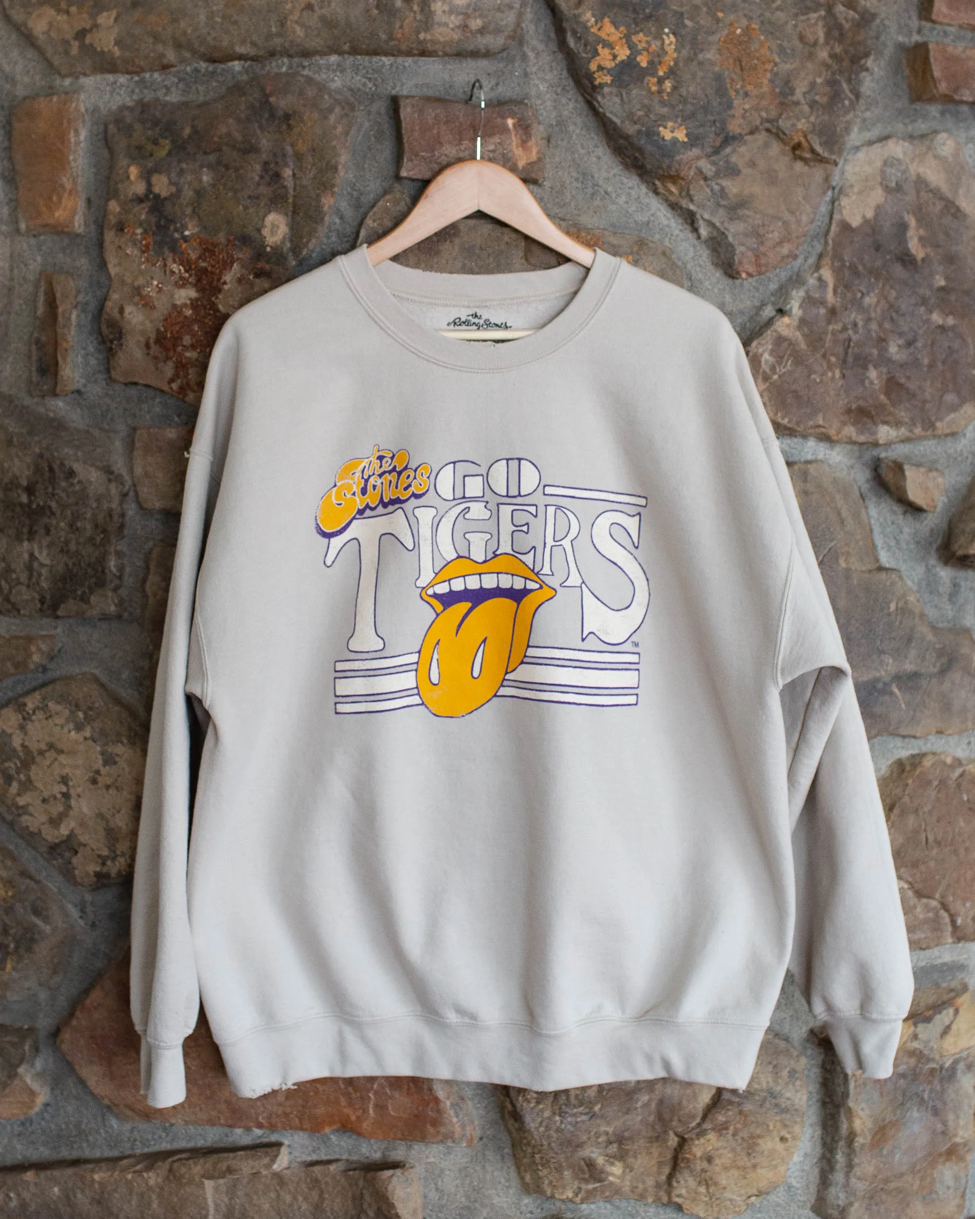 Rolling Stones LSU Tigers Stoned Sand Thrifted Sweatshirt