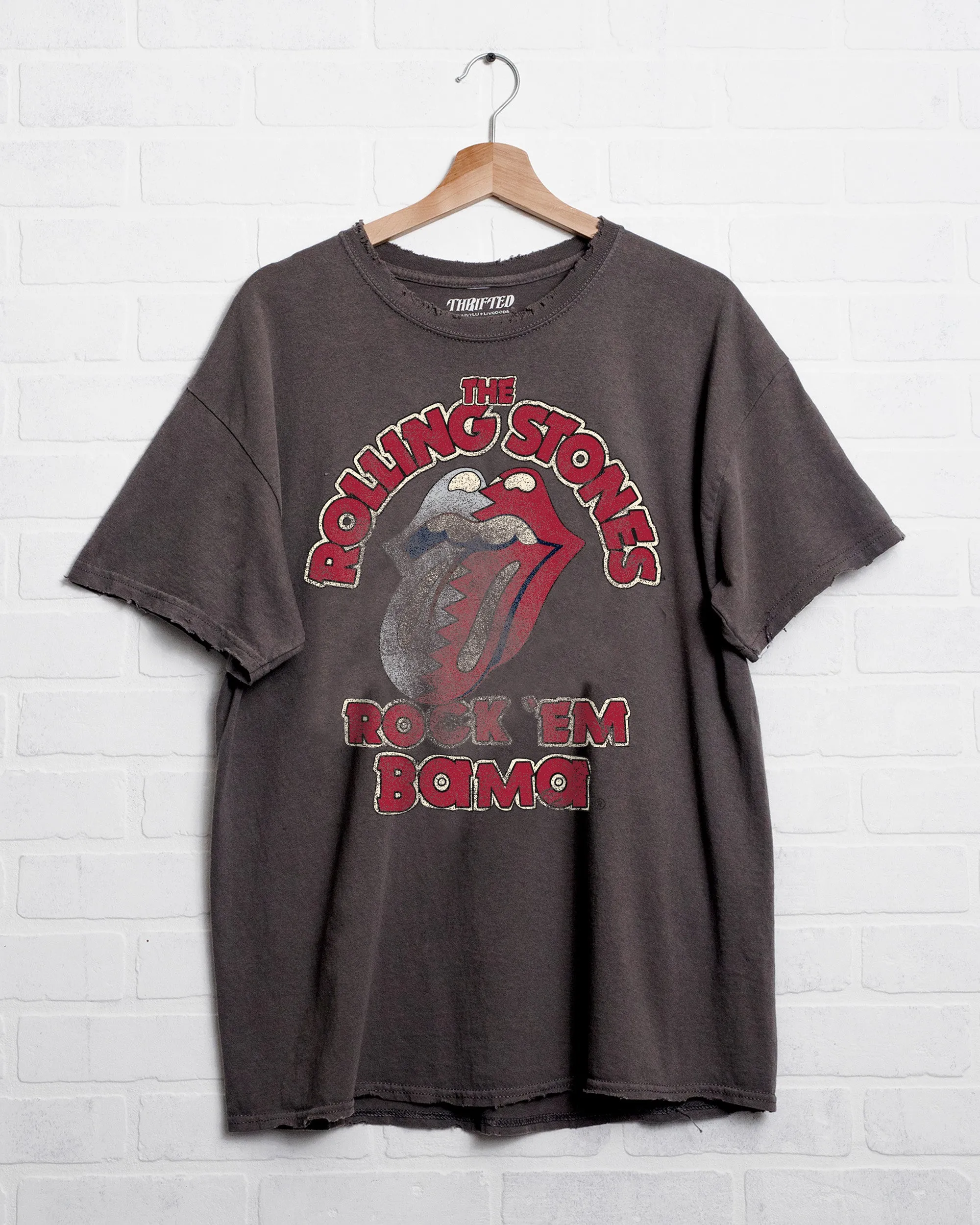 Rolling Stones Rock 'Em University of Alabama Charcoal Thrifted Tee