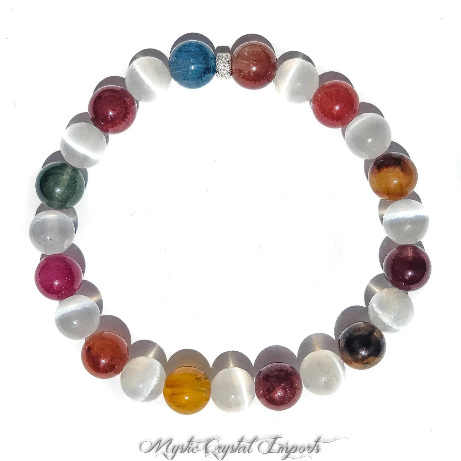 Rutilated Quartz & Selenite Crystal Healing Bracelet - 8mm