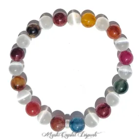 Rutilated Quartz & Selenite Crystal Healing Bracelet - 8mm