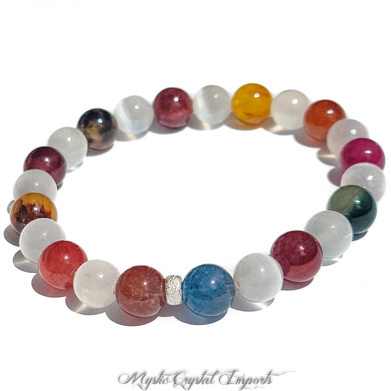 Rutilated Quartz & Selenite Crystal Healing Bracelet - 8mm