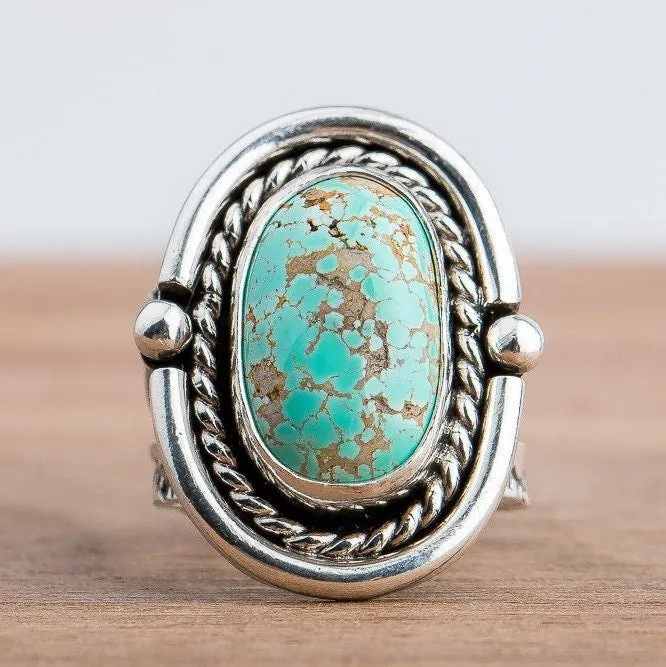 Size 7.5 Carico Lake Turquoise Gemstone Ring