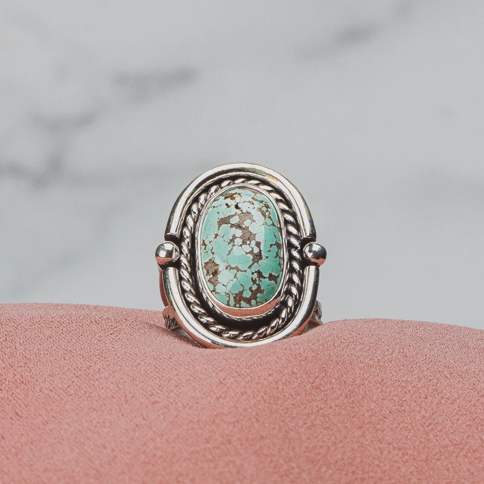 Size 7.5 Carico Lake Turquoise Gemstone Ring