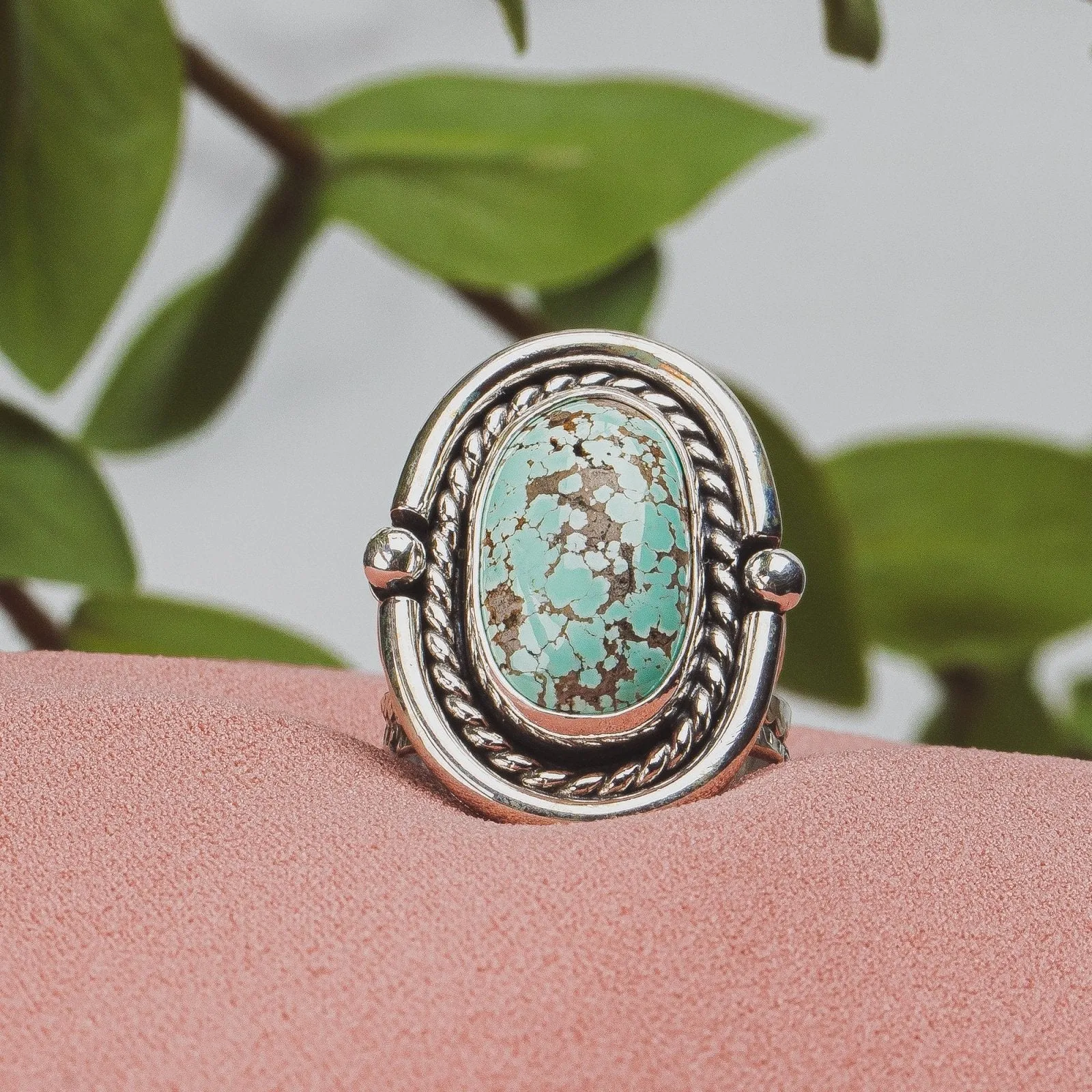 Size 7.5 Carico Lake Turquoise Gemstone Ring