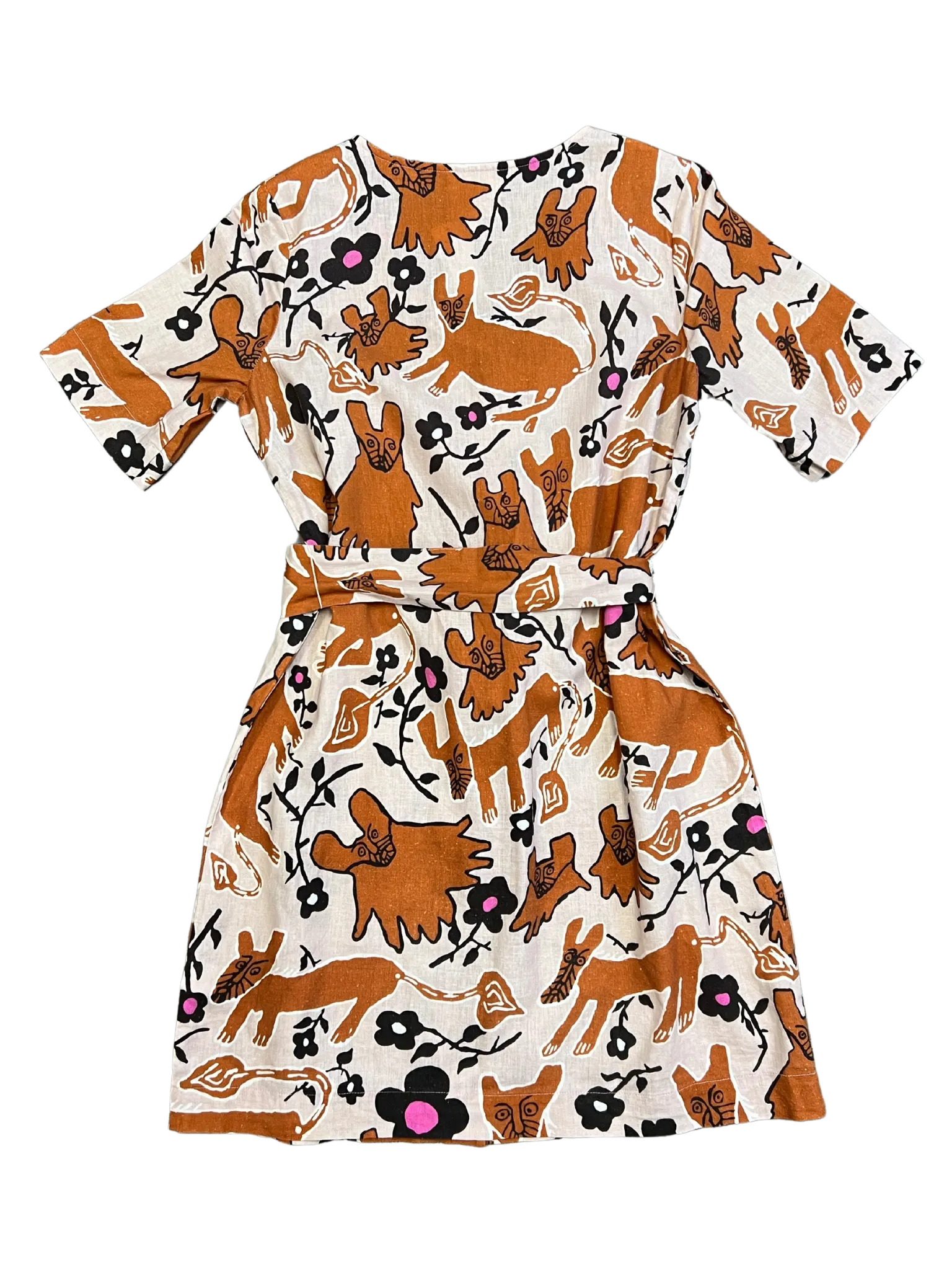 Size 8 - Obus x Olana Tan Animal Print Dress