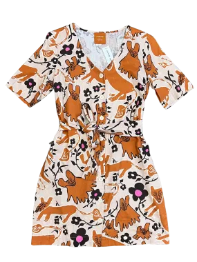 Size 8 - Obus x Olana Tan Animal Print Dress