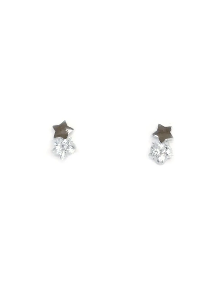 Star and CZ Post Earrings