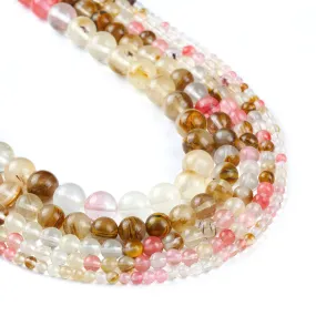 Synthetic Watermel Crystal beads 4 6 8 10 12mm Gemstone Smooth Round Beads 15 Full Strand 103088