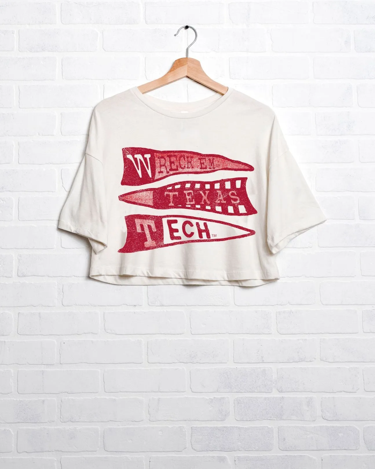 Texas Tech Pennant White Cropped Tee