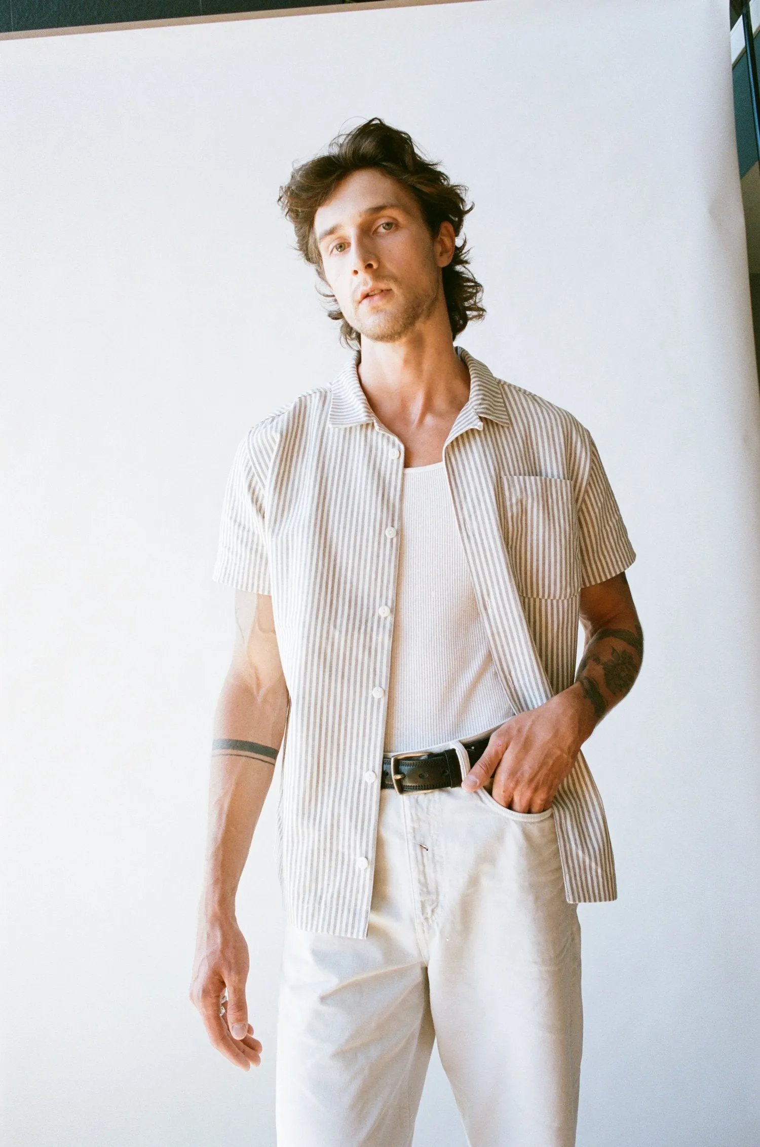 The Saturday Project - Leisure Shirt - Natural Stripe