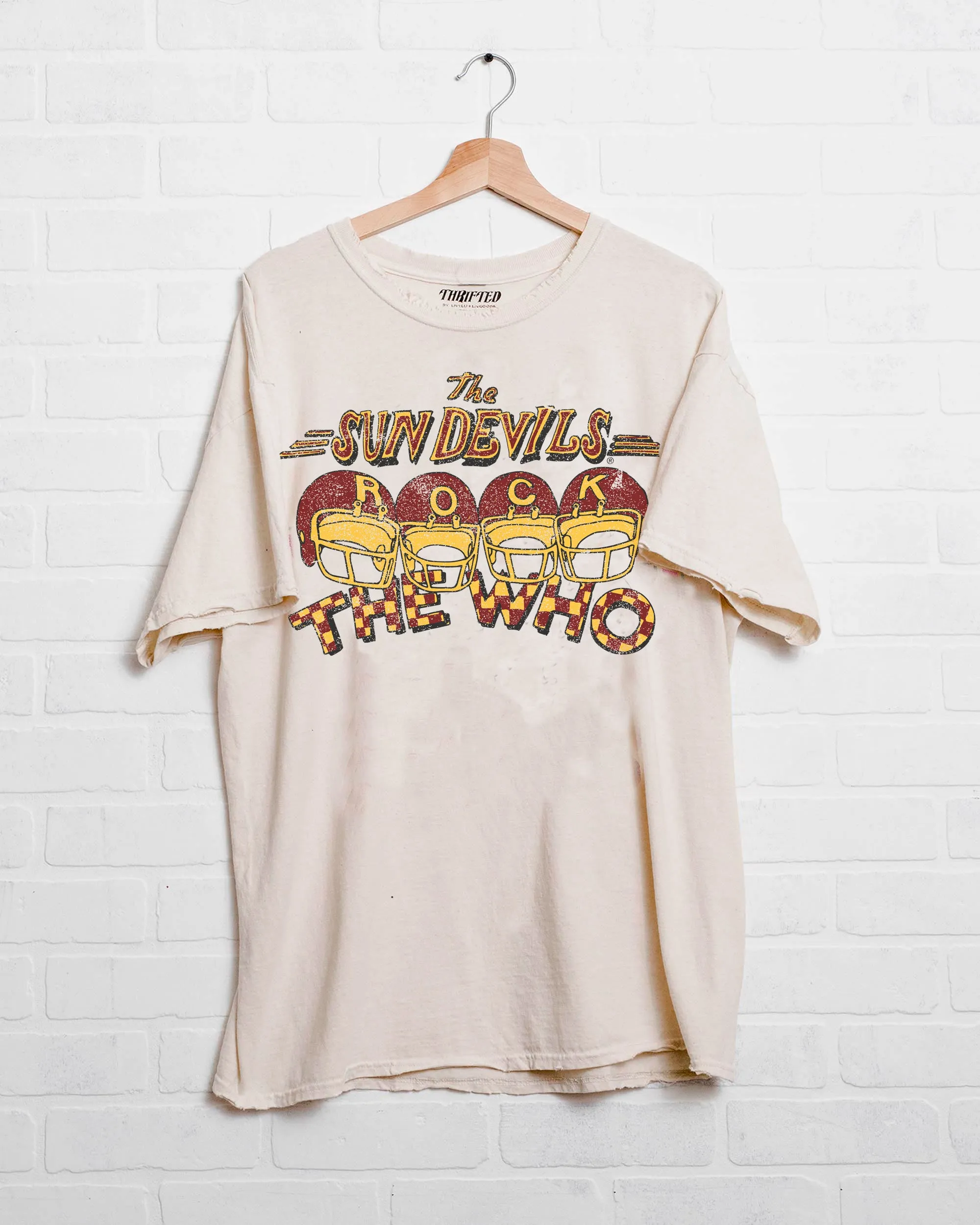 The Who Sun Devils Rock Off White Thrifted Tee