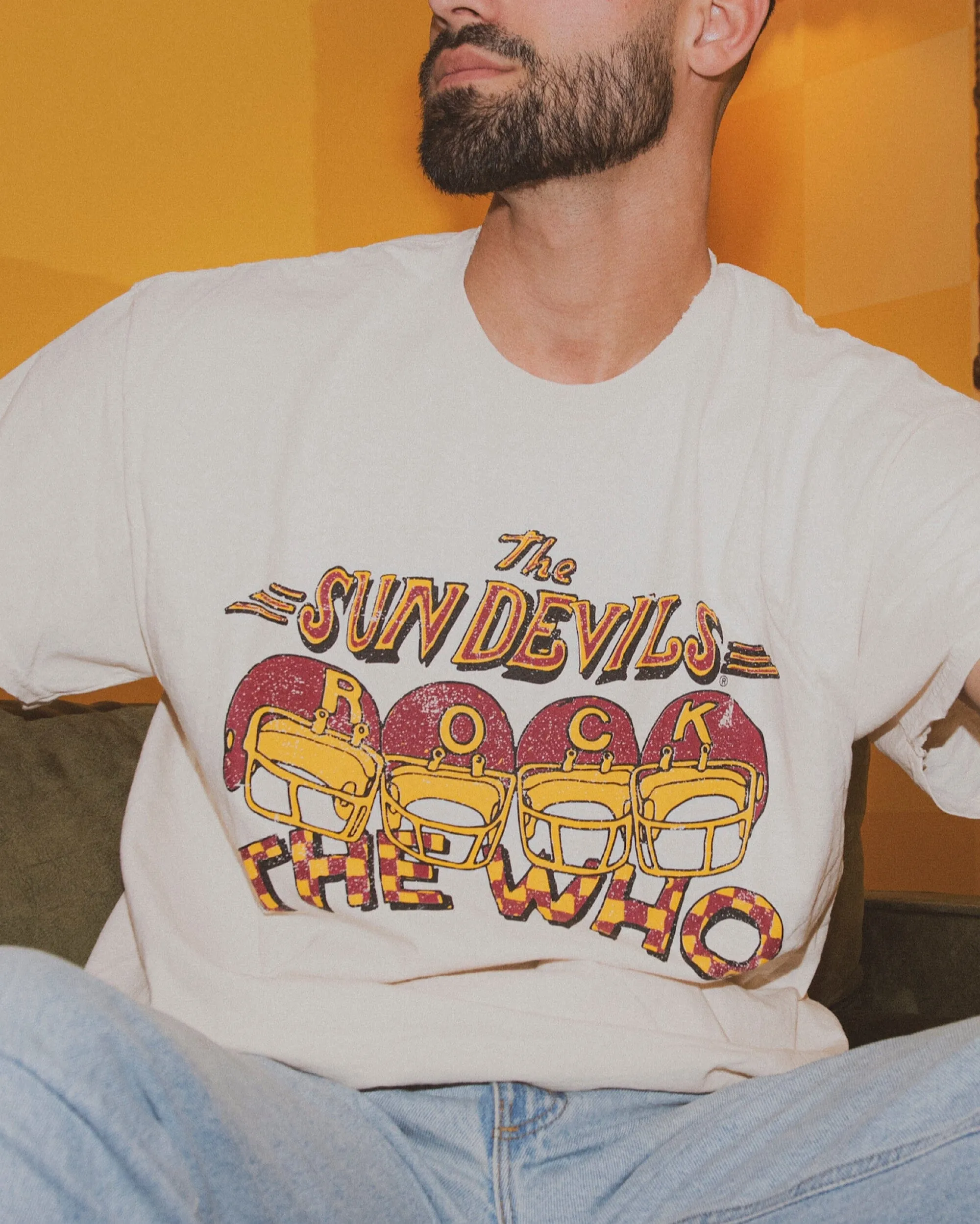 The Who Sun Devils Rock Off White Thrifted Tee