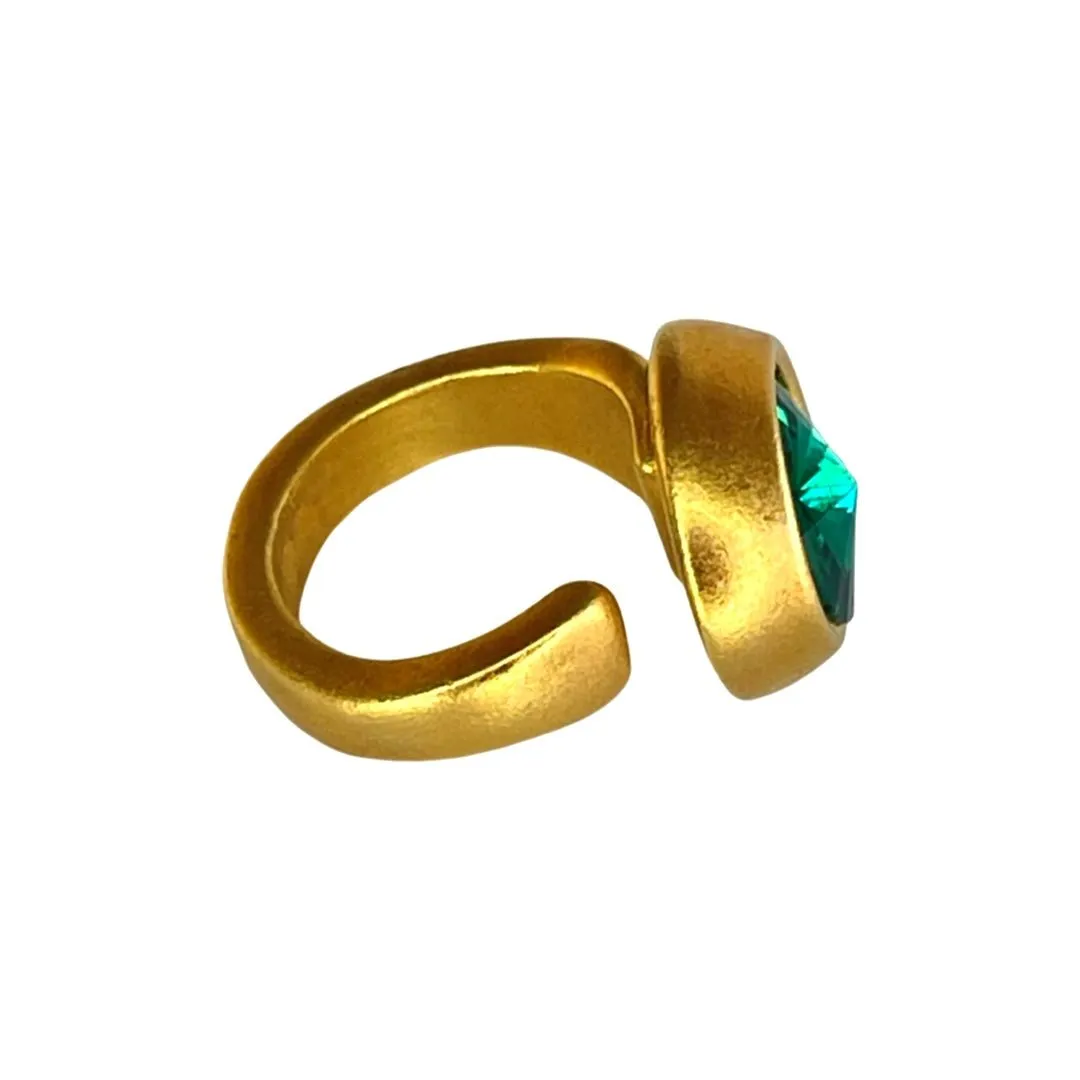 TRA-LA-RA DESTELLOS GREEN CRYSTAL ADJUSTABLE RING