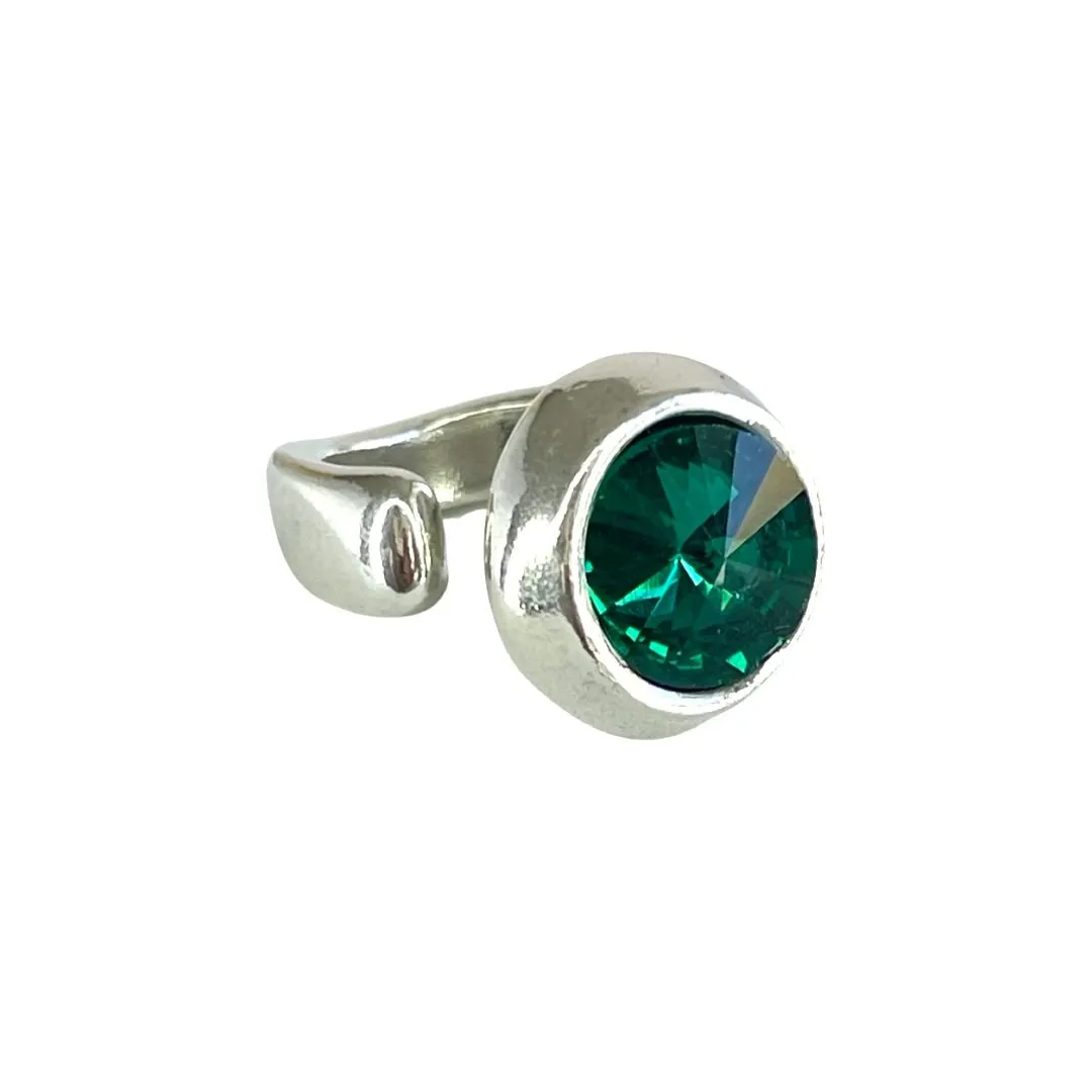 TRA-LA-RA DESTELLOS GREEN CRYSTAL ADJUSTABLE RING