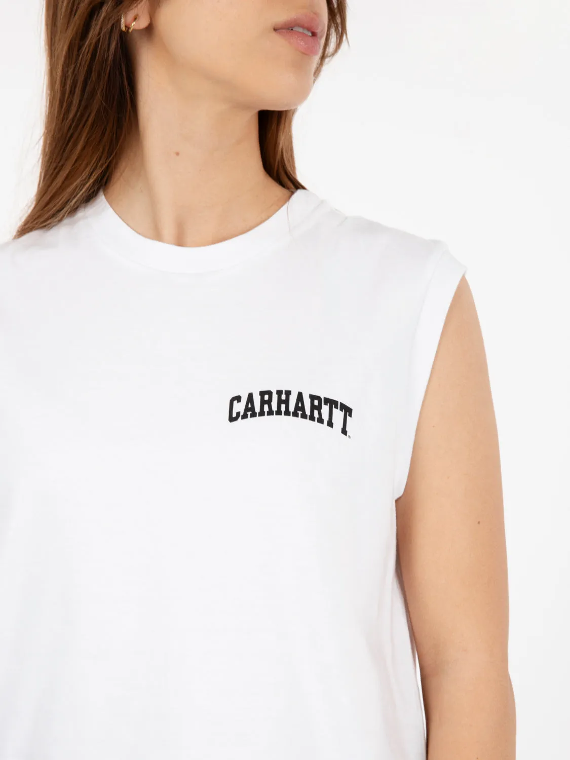 W' University script a-shirt white / black