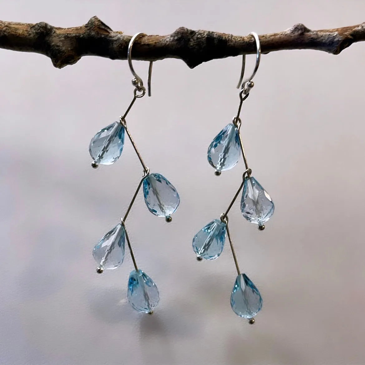 Waterfall blue topaz earrings