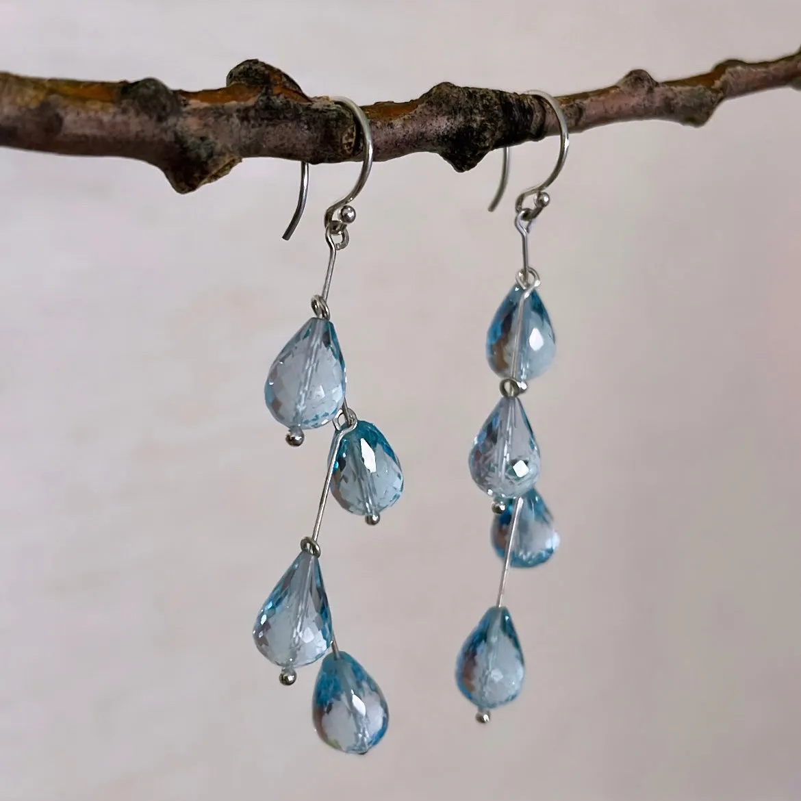 Waterfall blue topaz earrings