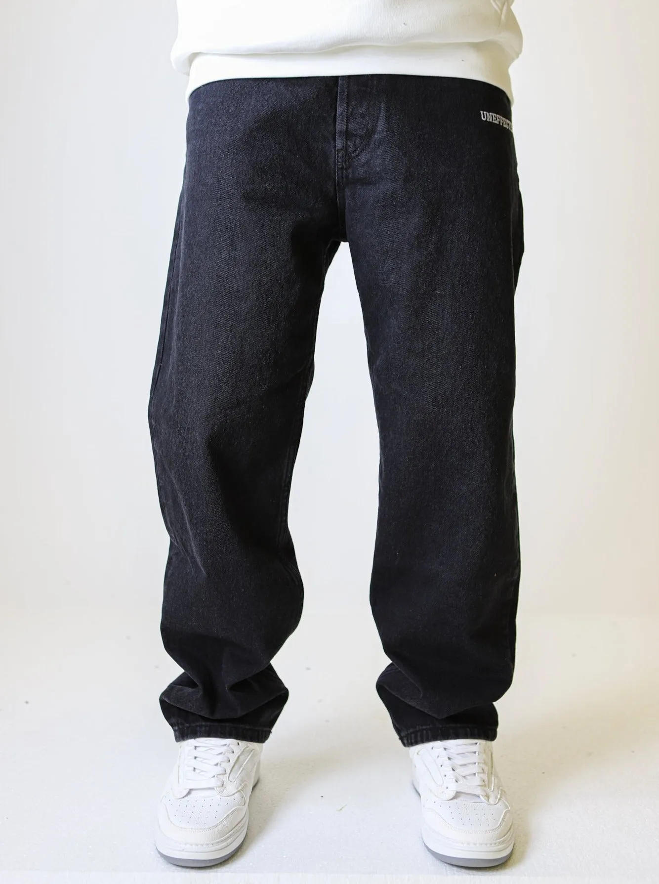 Wide Fit Logo Signature Black Denim - UF3994