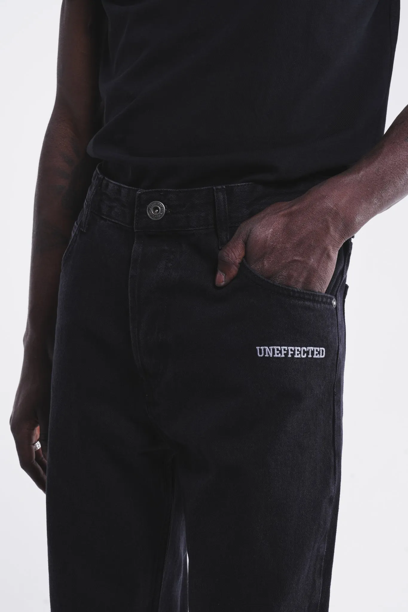 Wide Fit Logo Signature Black Denim - UF3994