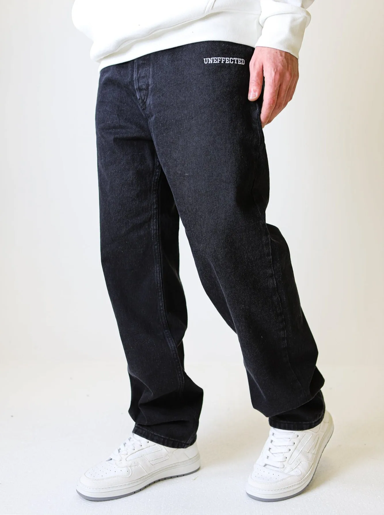 Wide Fit Logo Signature Black Denim - UF3994