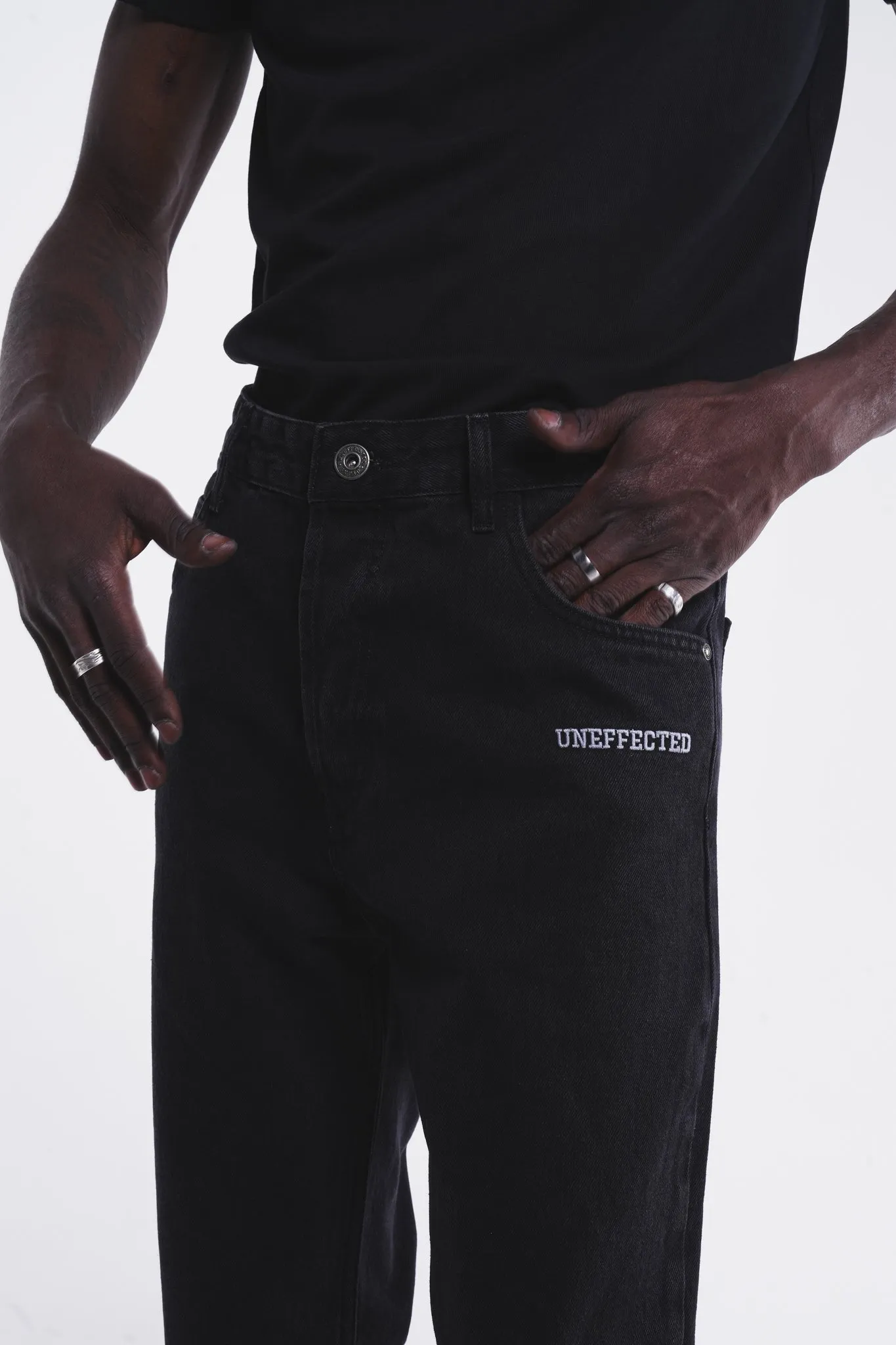 Wide Fit Logo Signature Black Denim - UF3994