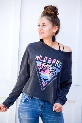 Wild and Free Multi Color Graphic Sweatshirt