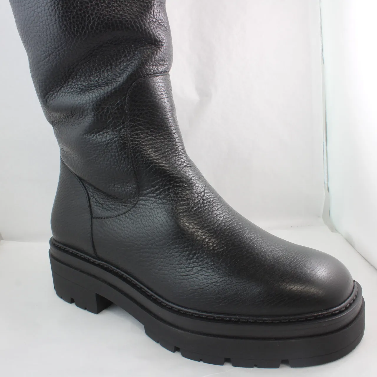 Womens Office Kelbrook Fur Lined Calf Boots Black Leather