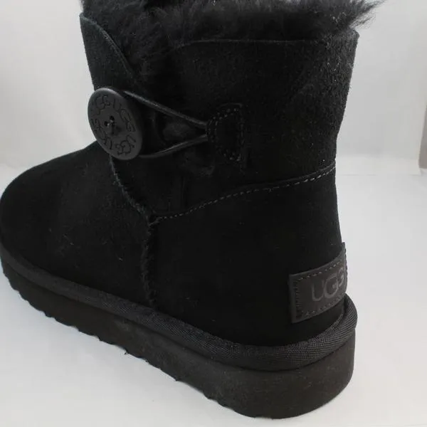 Womens UGG Mini Bailey Button II Black Suede