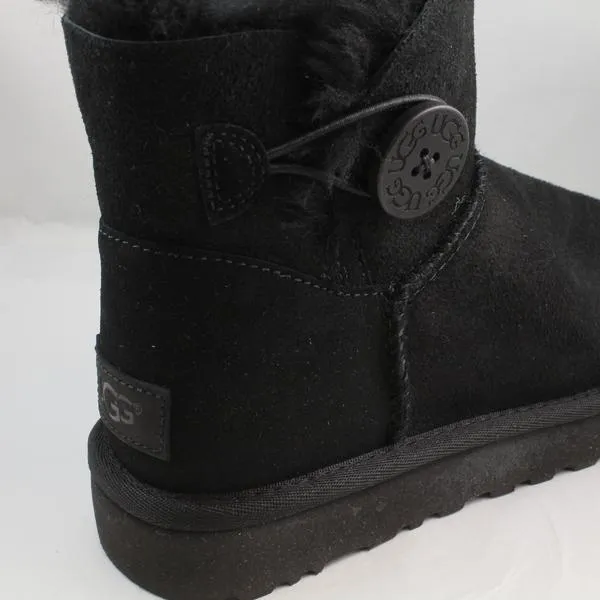 Womens UGG Mini Bailey Button II Black Suede